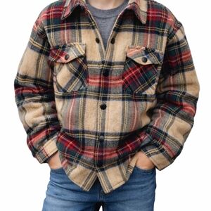 Boys Plaid Sherpa Lined Button-Up Flannel Jacket - NWT